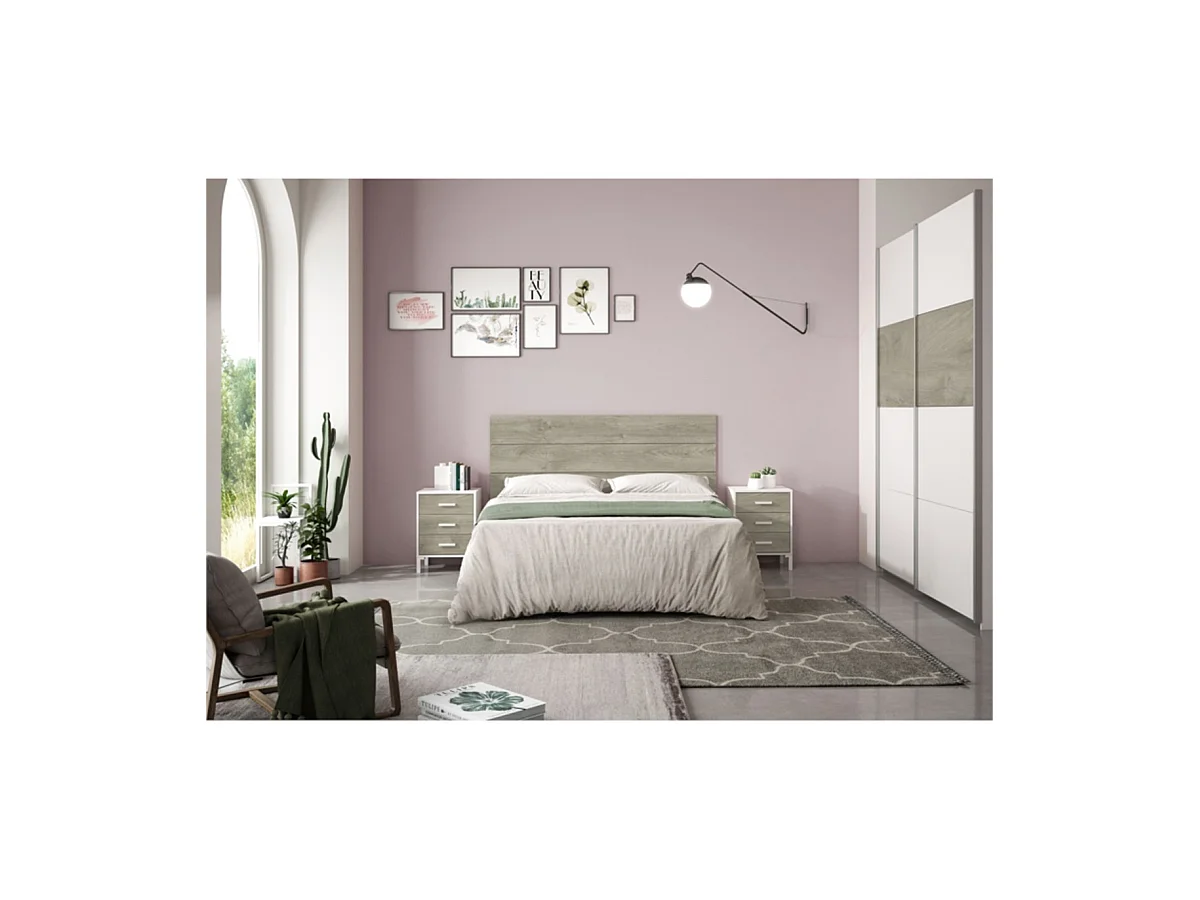 Armario de puertas correderas y grandes dimensiones en blanco mate y roble alaska 180x200 cm Aikos Blanco Artik (Blanco Mate) – Roble Alaska