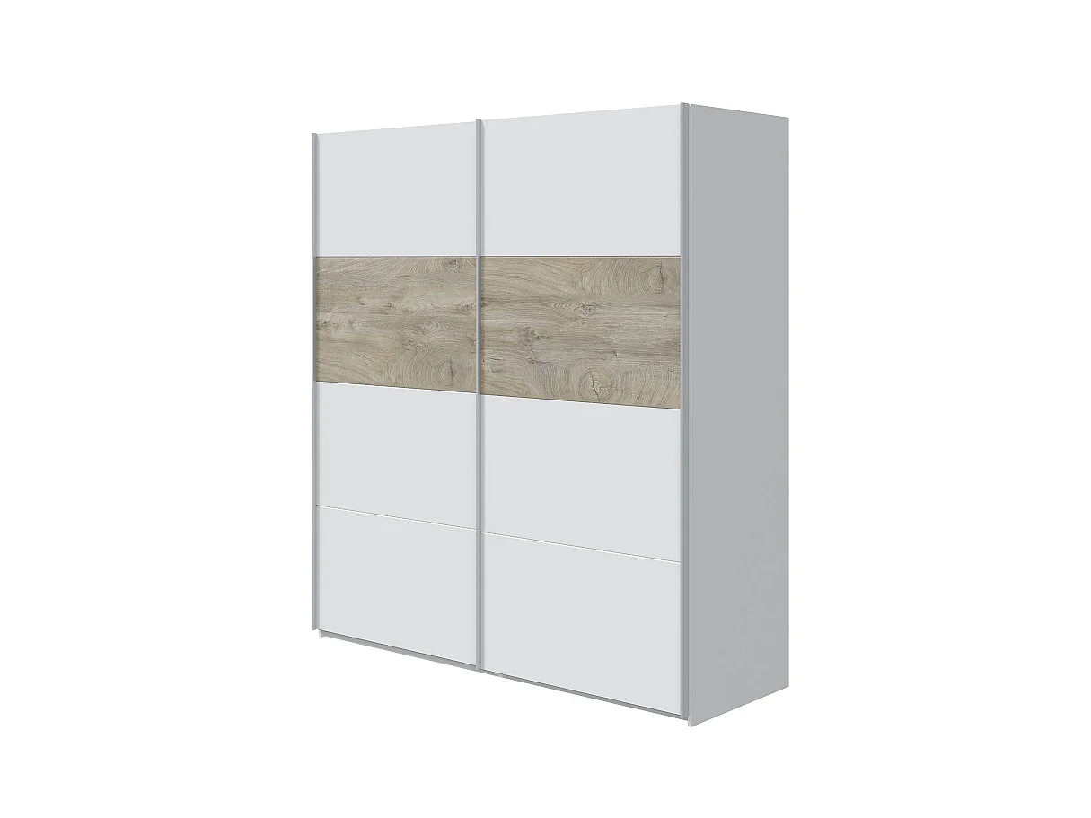 Armario de puertas correderas y grandes dimensiones en blanco mate y roble alaska 180x200 cm Aikos Blanco Artik (Blanco Mate) – Roble Alaska