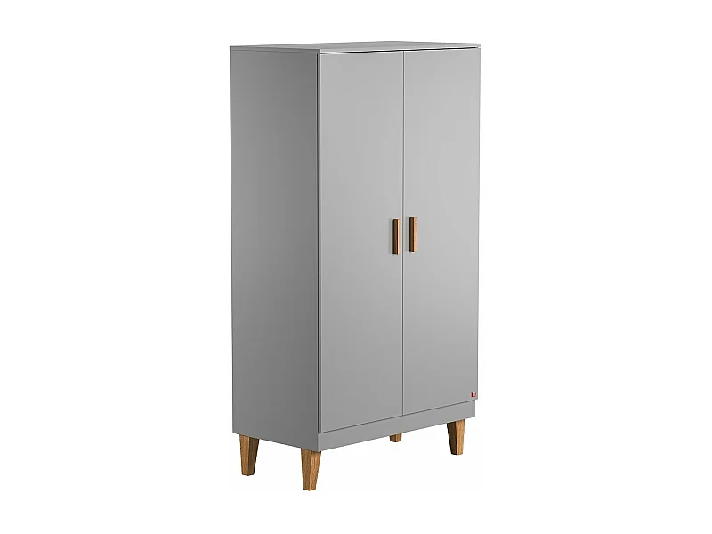 Kleiderschrank mit zwei Türen, zwei Regalen und einer Kleiderstange L100 x H186.5 cm - Lounge
