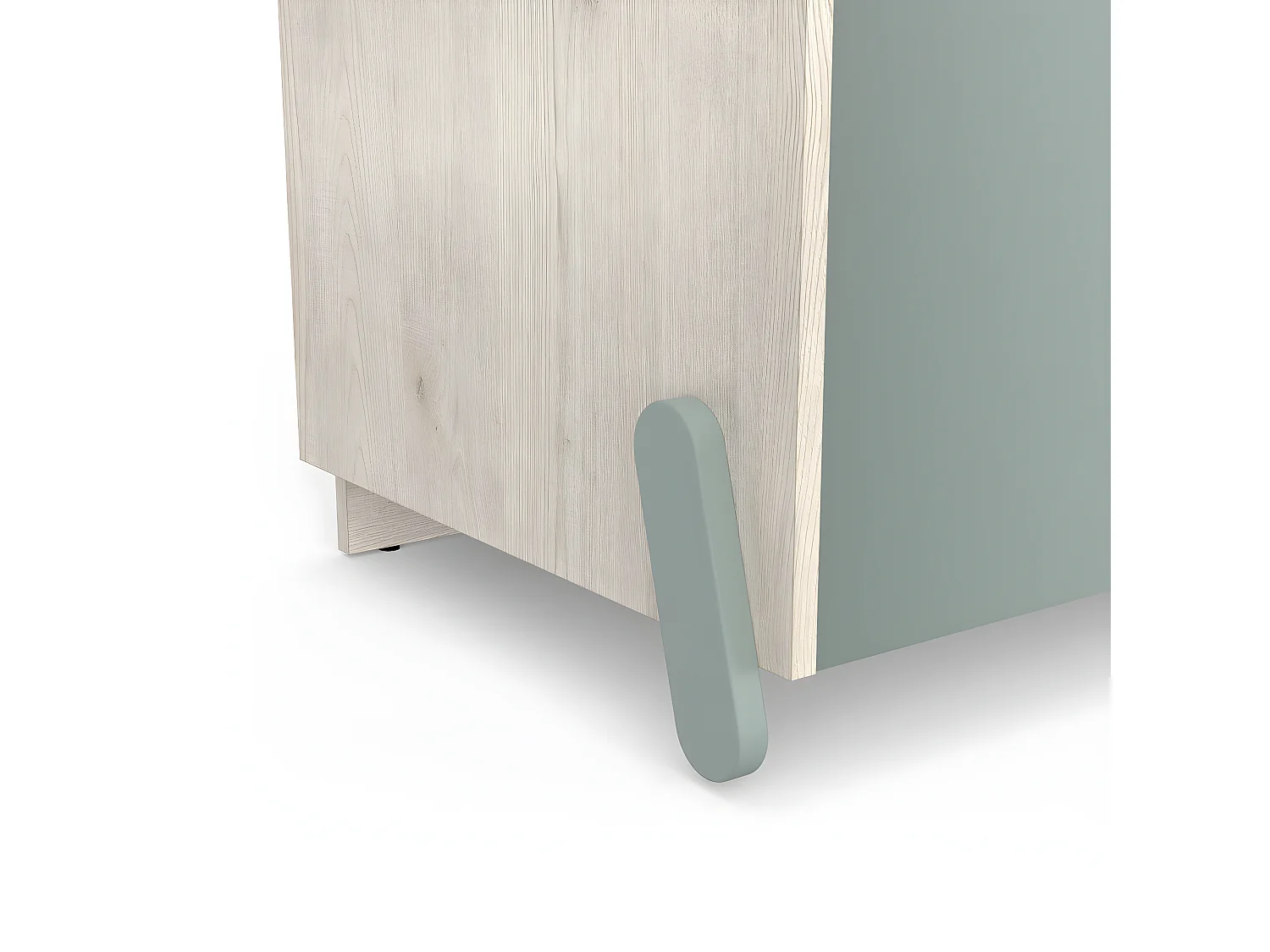 Armoire Scandinave 4 Portes 1 Niche, Décor Bois et Vert - L89 cm - Ilian