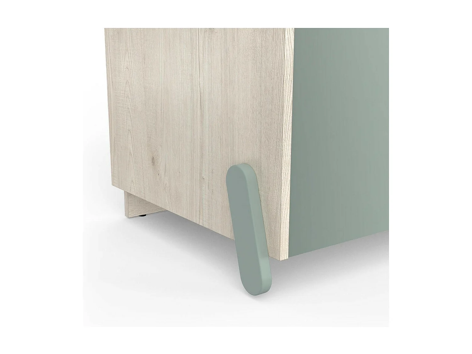 Armoire Scandinave 4 Portes 1 Niche, Décor Bois et Vert - L89 cm - Ilian