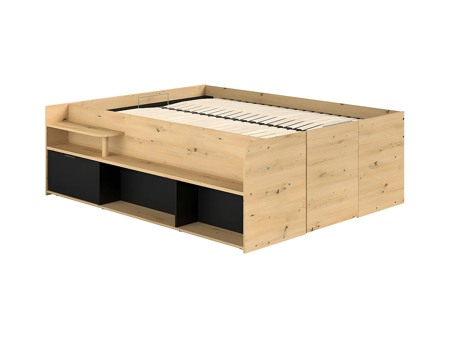 Lit avec Rangements Sous-Lit et Tiroir - 140x190/200 cm - Travel