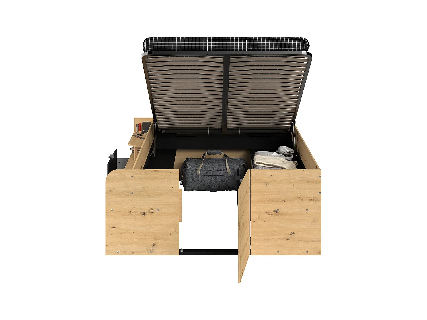 Lit avec Rangements Sous-Lit et Tiroir - 140x190/200 cm - Travel