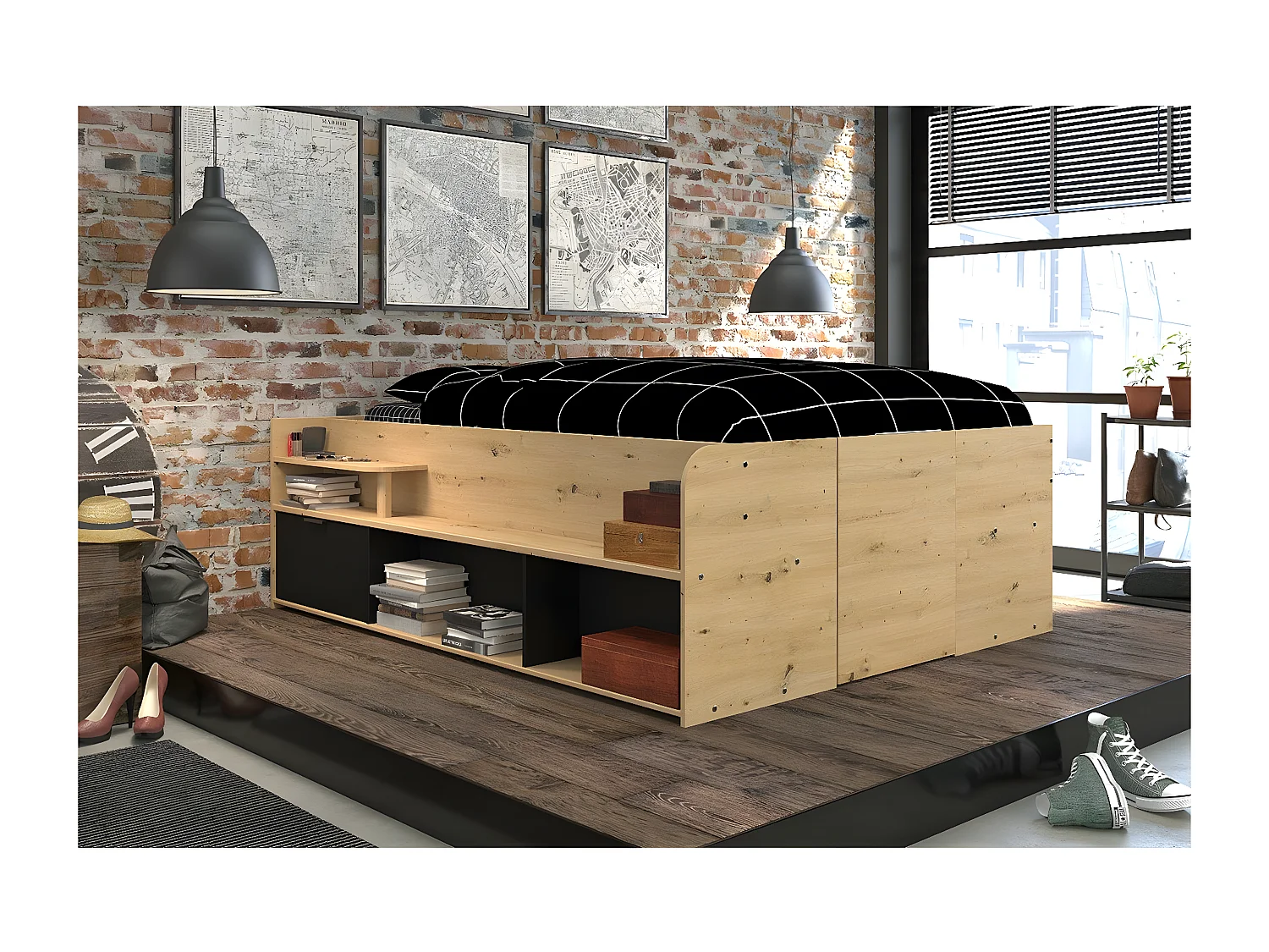 Bett mit Unterbett und Schublade - 140x190/200 cm - Travel