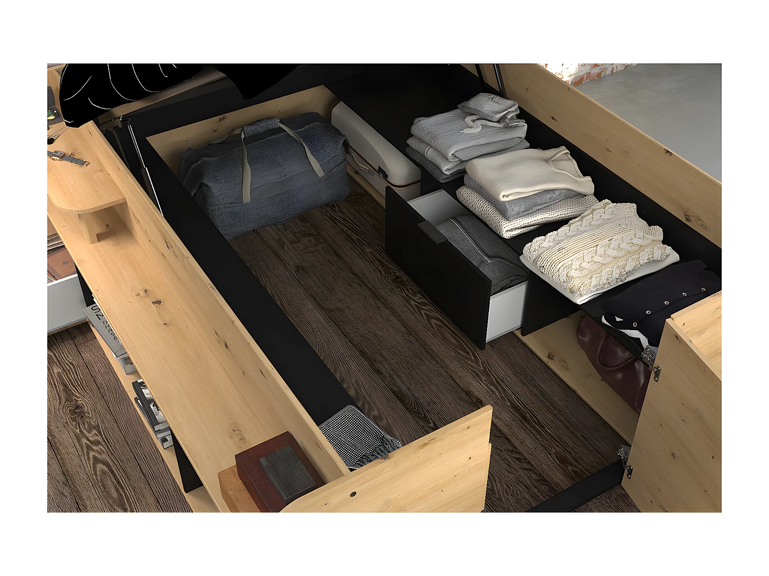 Bett mit Unterbett und Schublade - 140x190/200 cm - Travel