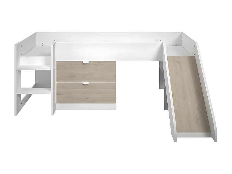 Lit mi-haut avec 2 Tiroirs et Toboggan 90x200 cm - Tobo