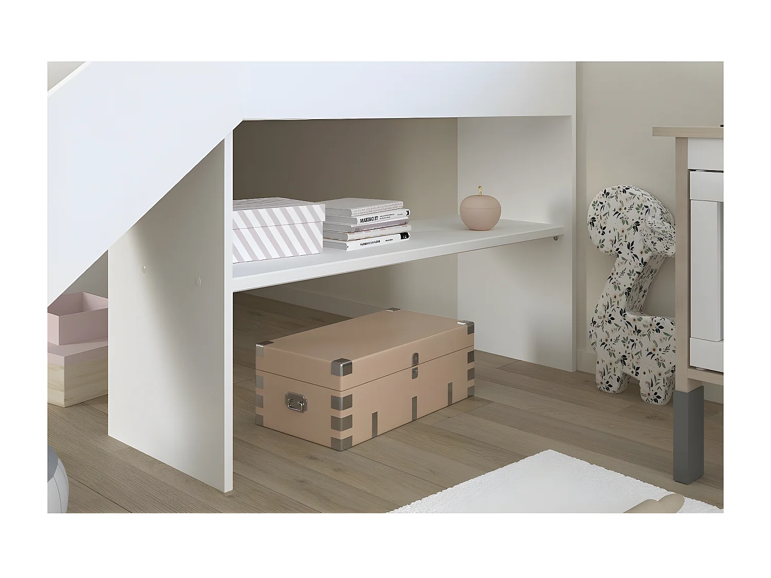 Lit mi-haut avec 2 Tiroirs et Toboggan 90x200 cm - Tobo