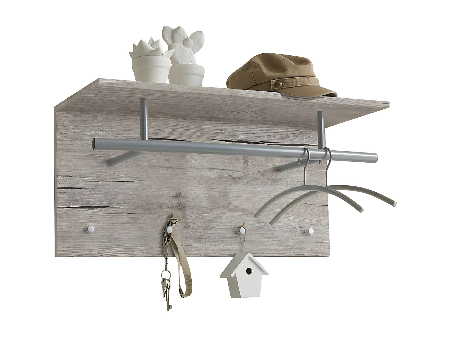 Wandkapstok met kledingrek 4 haken L72 cm - Spot