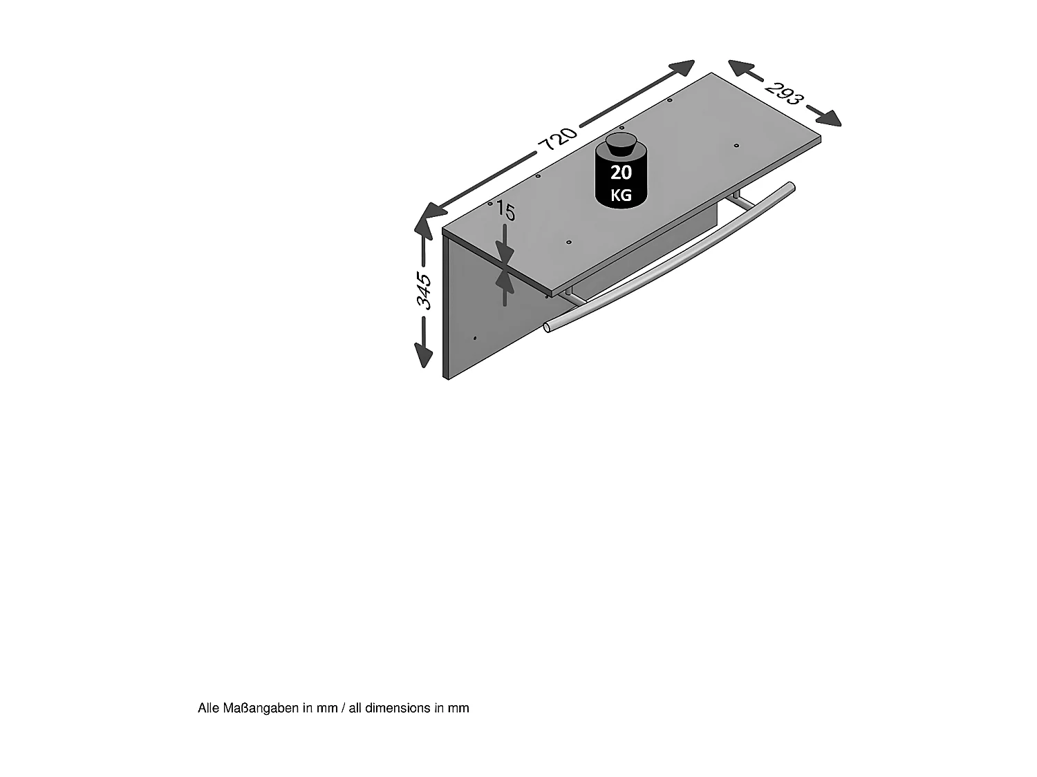 Wandkapstok met kledingrek 4 haken L72 cm - Spot