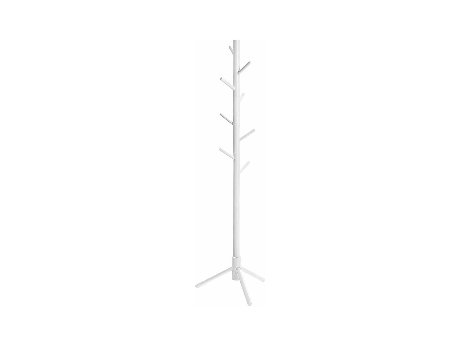 Porte-manteau Blanc en Bois sur Pieds, 8 Crochets - H175 cm