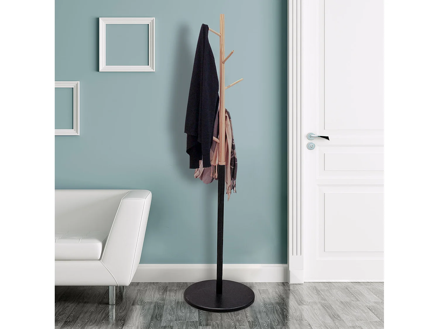 Porte-Manteaux 5 Patères "Miko" 180cm Noir