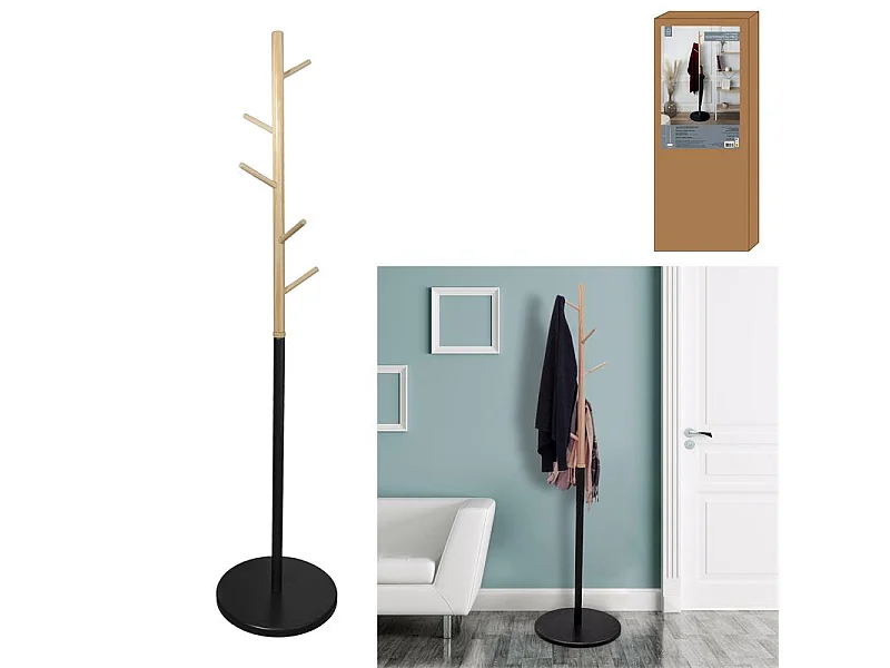 Porte-Manteaux 5 Patères "Miko" 180cm Noir