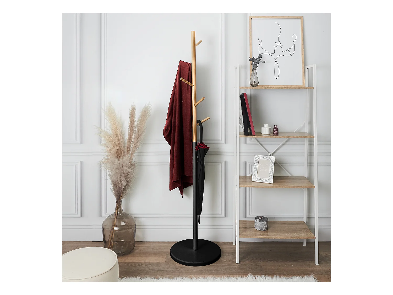 Porte-Manteaux 5 Patères "Miko" 180cm Noir