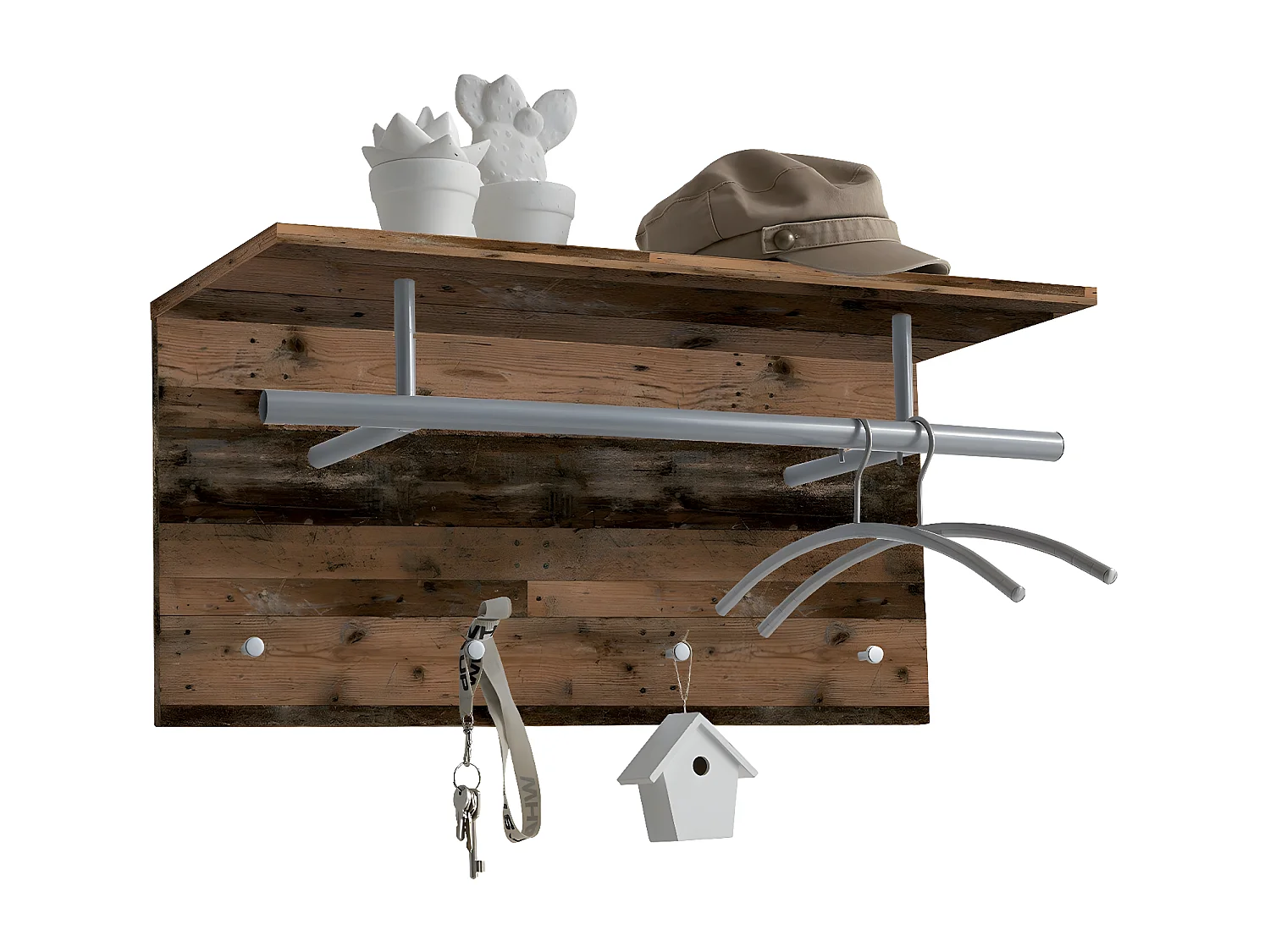 Porte-Manteau Murale avec Penderie 4 Crochets L72 cm - Spot