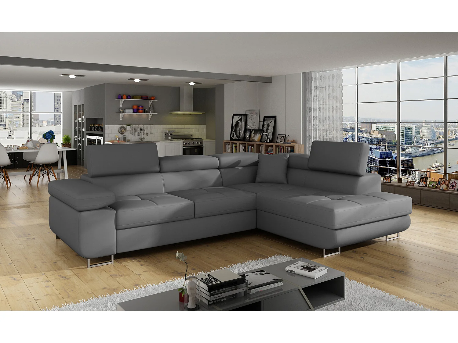 Ecksofa Rondon L/Stoffbezug/Braun/An Lager