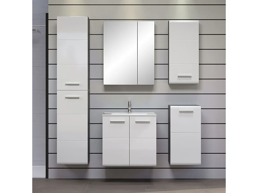 Hangkolom 1 deur glanzend wit en donkergrijs Touka 35 cm