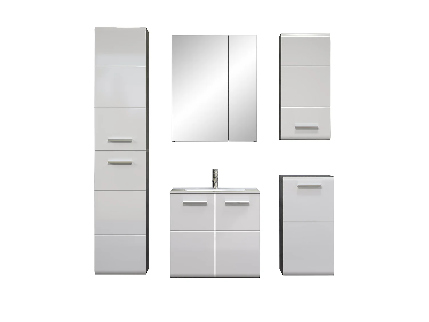 Hangkolom 1 deur glanzend wit en donkergrijs Touka 35 cm