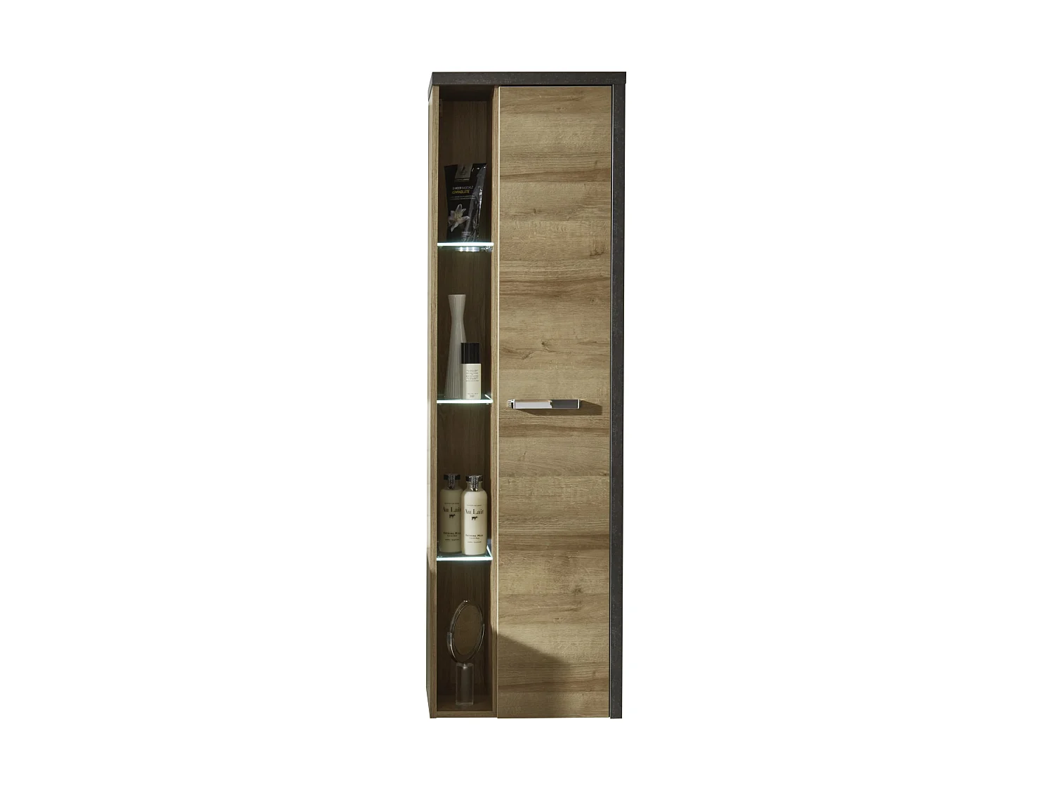 Meuble salle de bain mélaminé. Colonne 1 porte. L - H - P : 48 - 160 - 31 cm