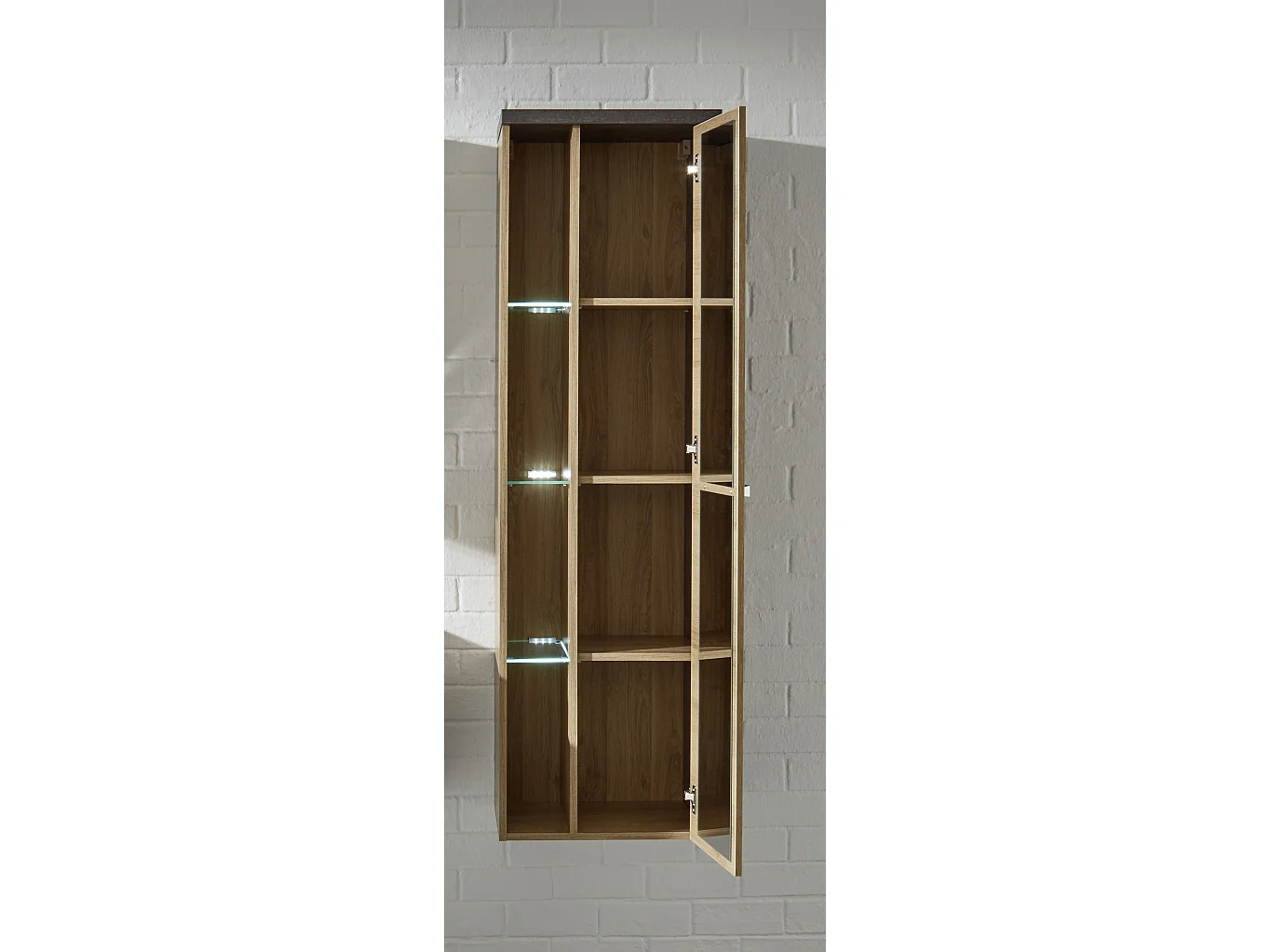 Meuble salle de bain mélaminé. Colonne 1 porte. L - H - P : 48 - 160 - 31 cm