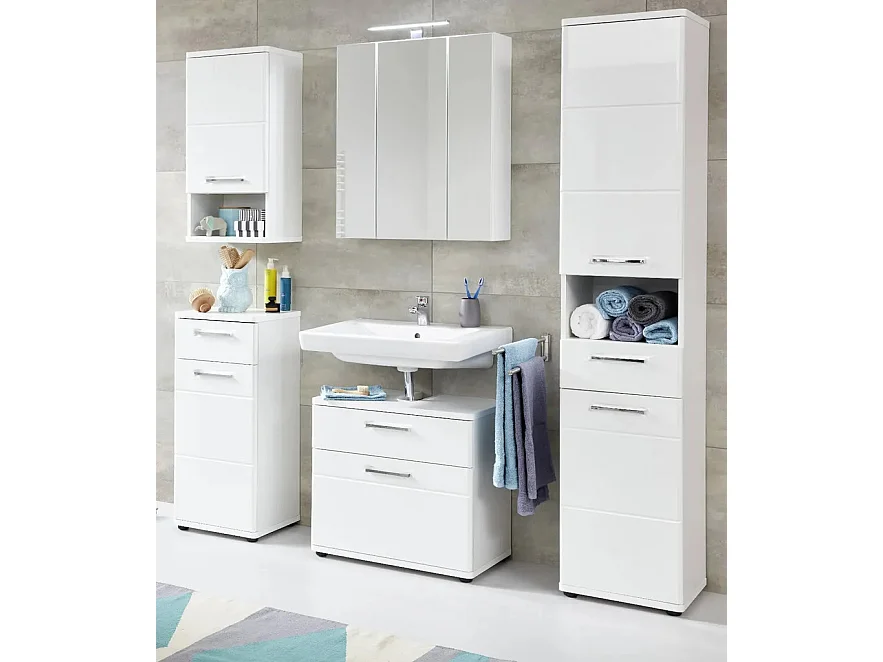 Micko columna de baño melamina blanca 2 puertas 1 cajón