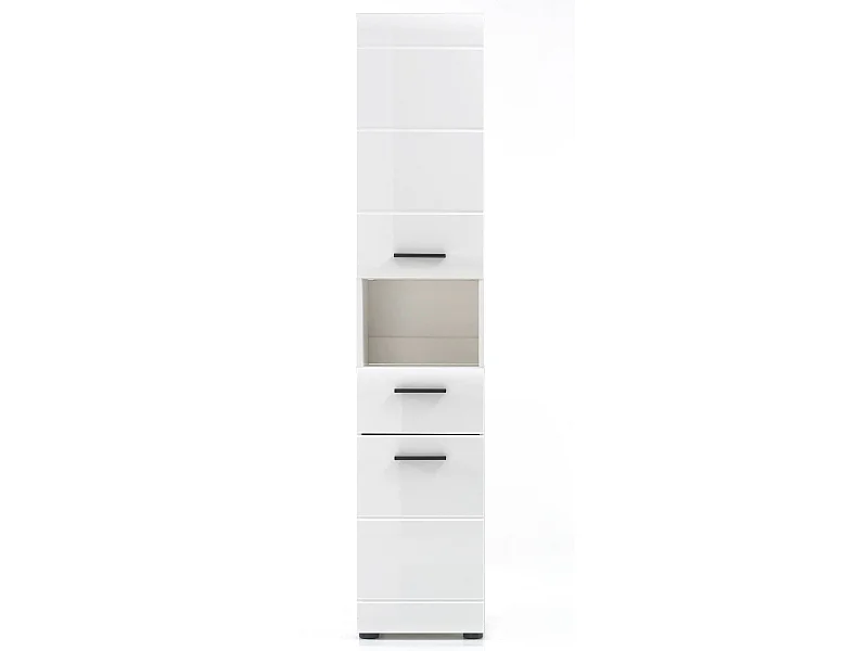 Columna de baño Kinzo blanco brillo 2 puertas 1 cajón 30 cm