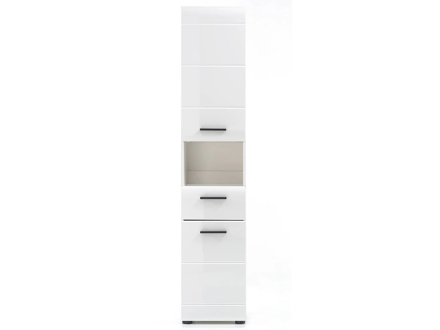 Columna de baño Kinzo blanco brillo 2 puertas 1 cajón 30 cm