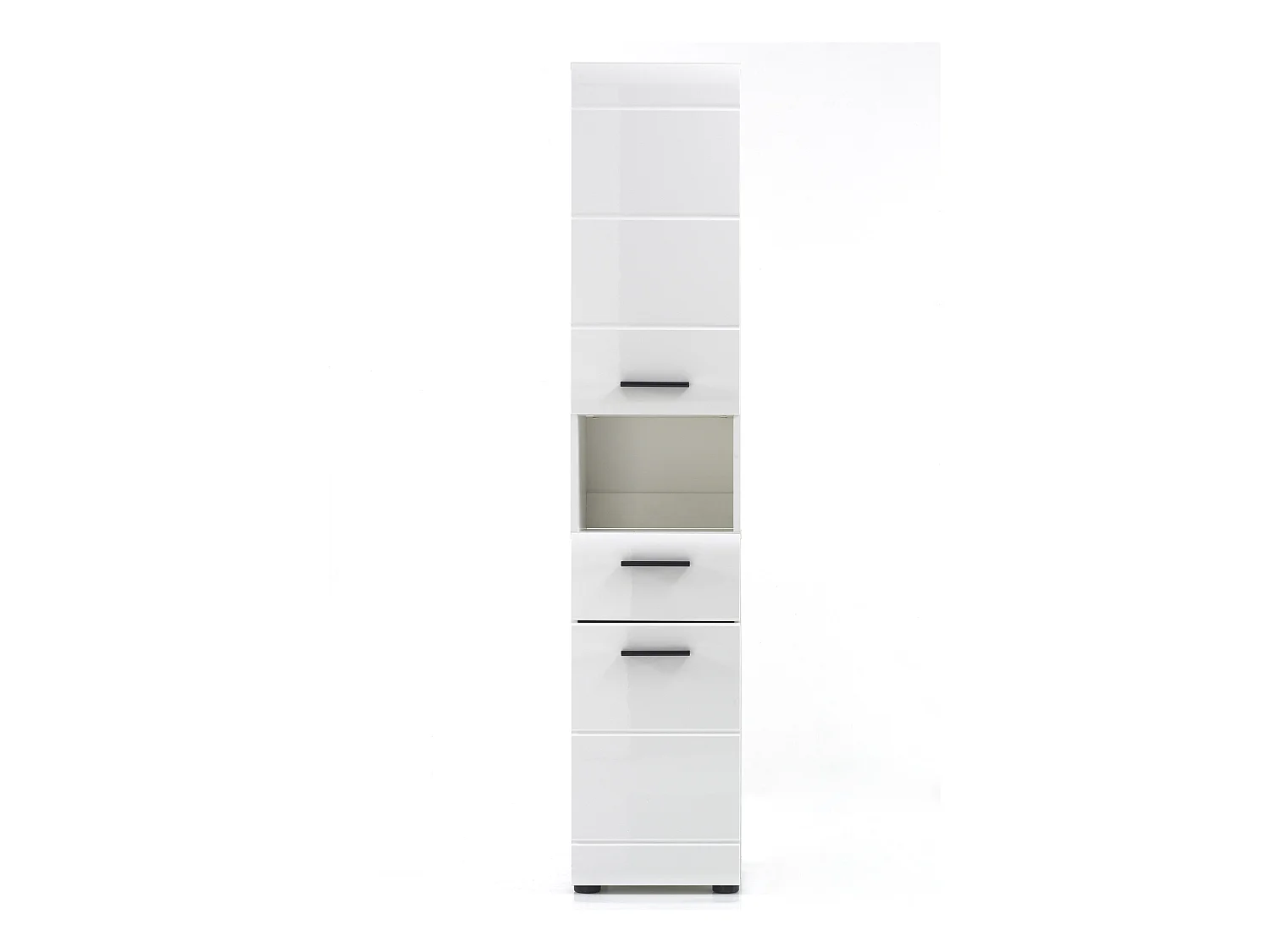 Meuble colonne salle de bain blanc brillant 2 portes 1 tiroir Kinzo 30cm