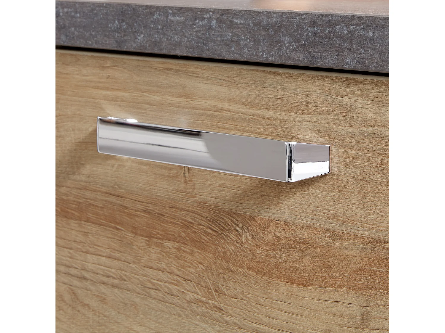 Colonne de salle de bain suspendue 1 porte chêne Riviera miel et gris béton Babel 160cm