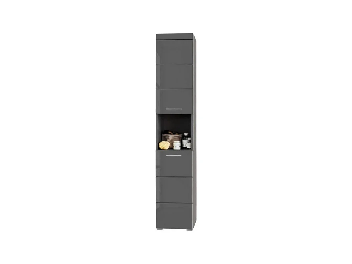 Colonne de salle de bain 2 portes gris brillant Kelia 37cm