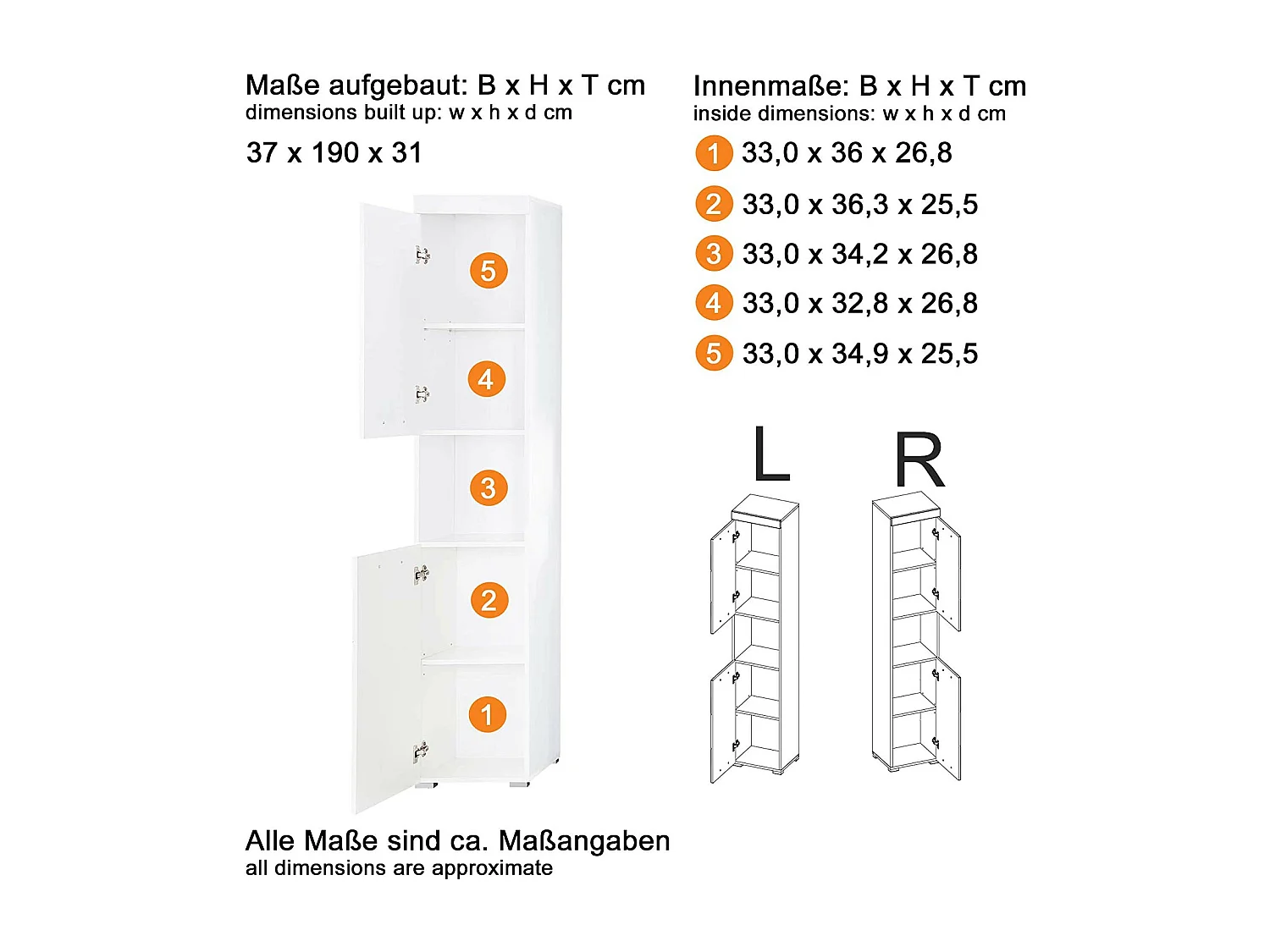 Colonne de salle de bain 2 portes gris brillant Kelia 37cm