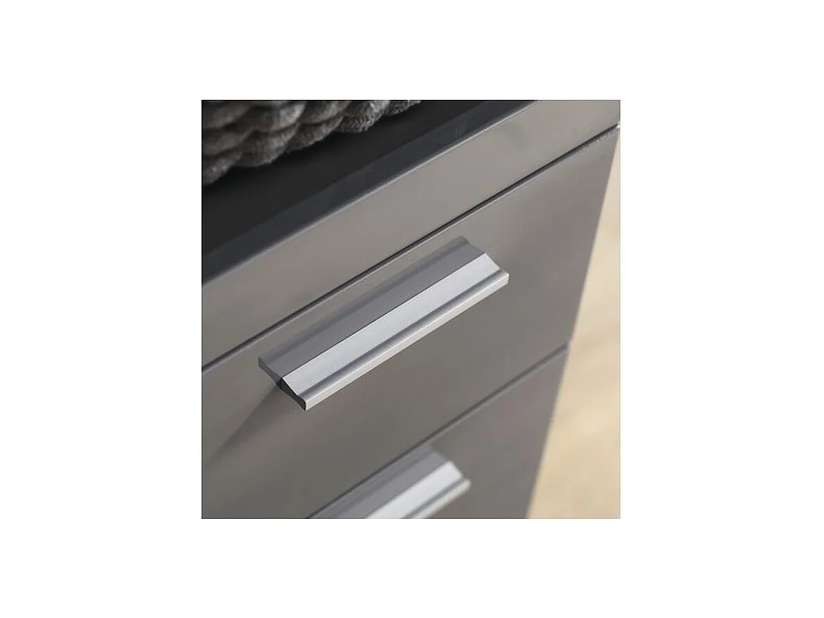 Meuble bas gris brillant 1 porte 1 tiroir Kelia 37cm