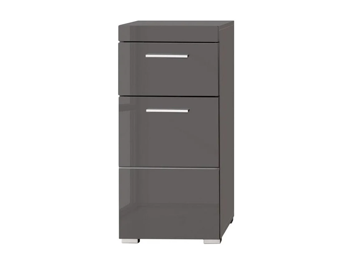 Meuble bas gris brillant 1 porte 1 tiroir Kelia 37cm