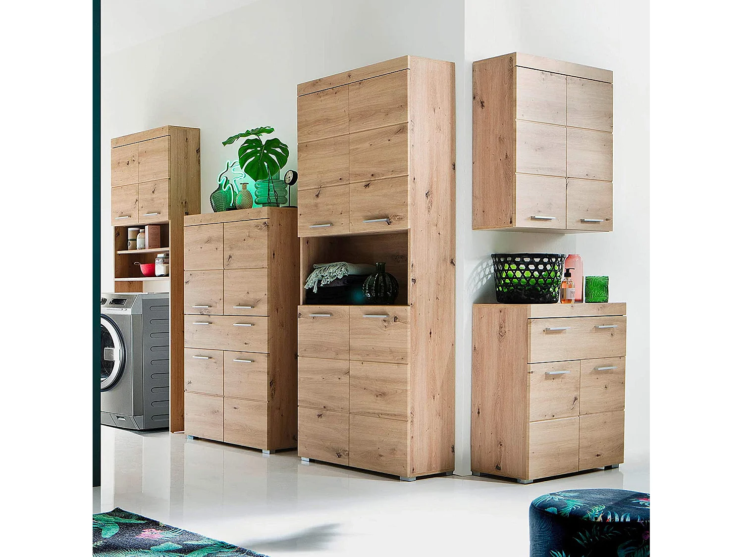 Colonne de salle de bain 2 portes chêne clair Kelia 73cm