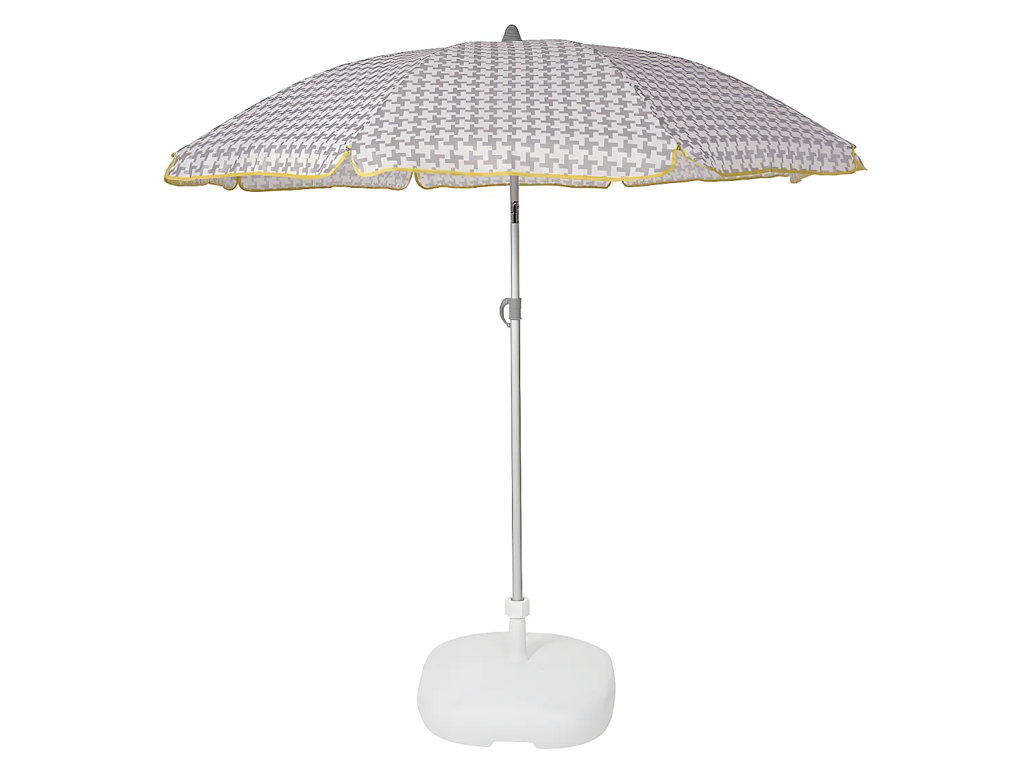 Beach Parasol en toile gris Vichy - ø160 cm - UPF50+ - Vis à sable - Inclinable - H210 cm