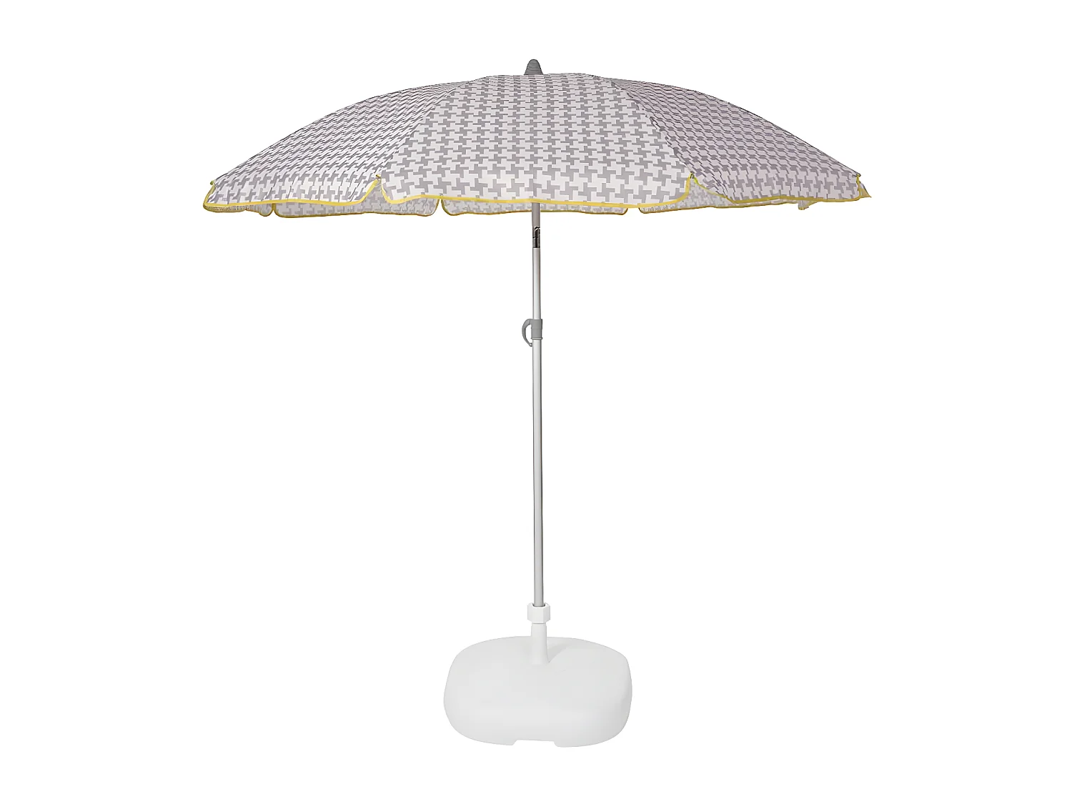 Beach Parasol en toile gris Vichy - ø160 cm - UPF50+ - Vis à sable - Inclinable - H210 cm