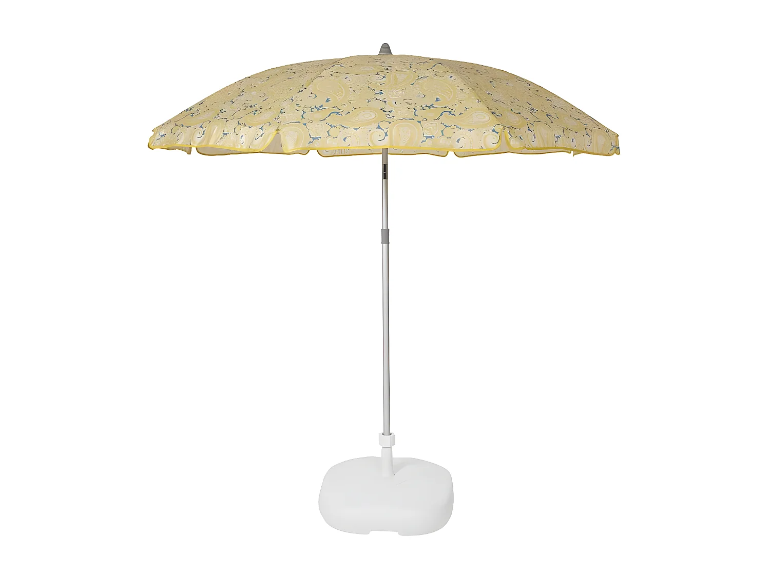 Beach Parasol en toile Cachemire jaune - ø160 cm - UPF50+ - Vis à sable - Inclinable - H210 cm