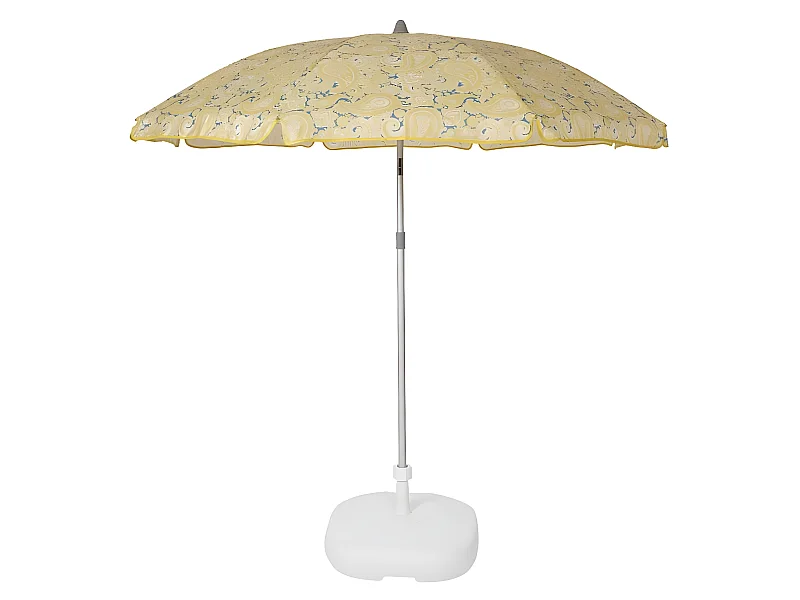 Beach Parasol en toile Cachemire jaune - ø160 cm - UPF50+ - Vis à sable - Inclinable - H210 cm