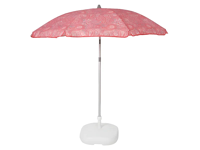Beach Parasol en toile Cachemire rose - ø160 cm - UPF50+ - Vis à sable - Inclinable - H210
