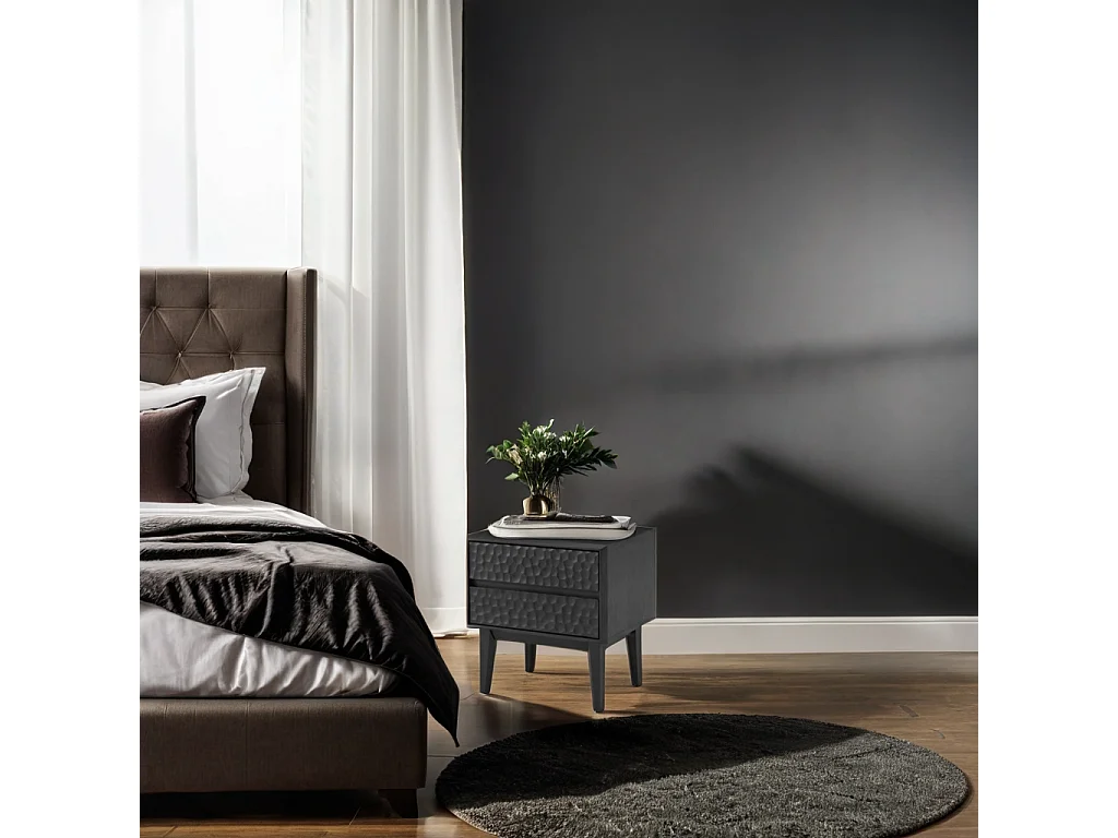 Abbon table de chevet chêne massif noir