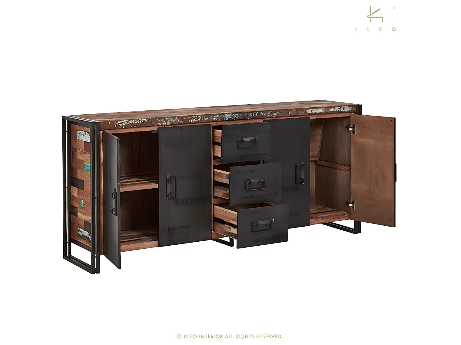 Nautical, buffet 4 portes et 3 tiroirs