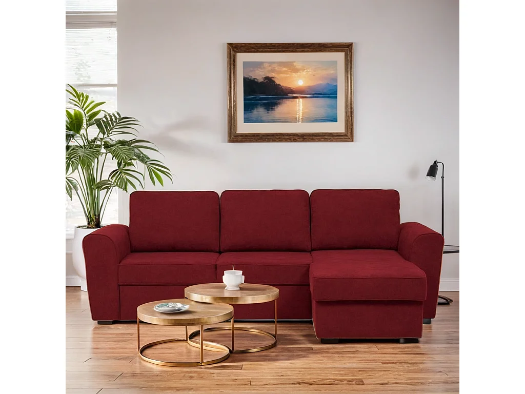Aston canapé d'angle droit bordeaux