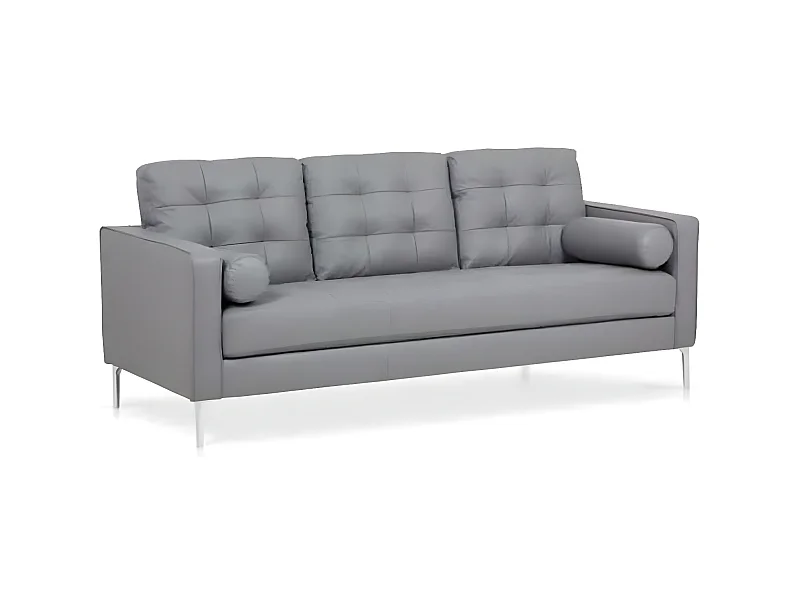 Elvis canapé 3 places simili cuir gris