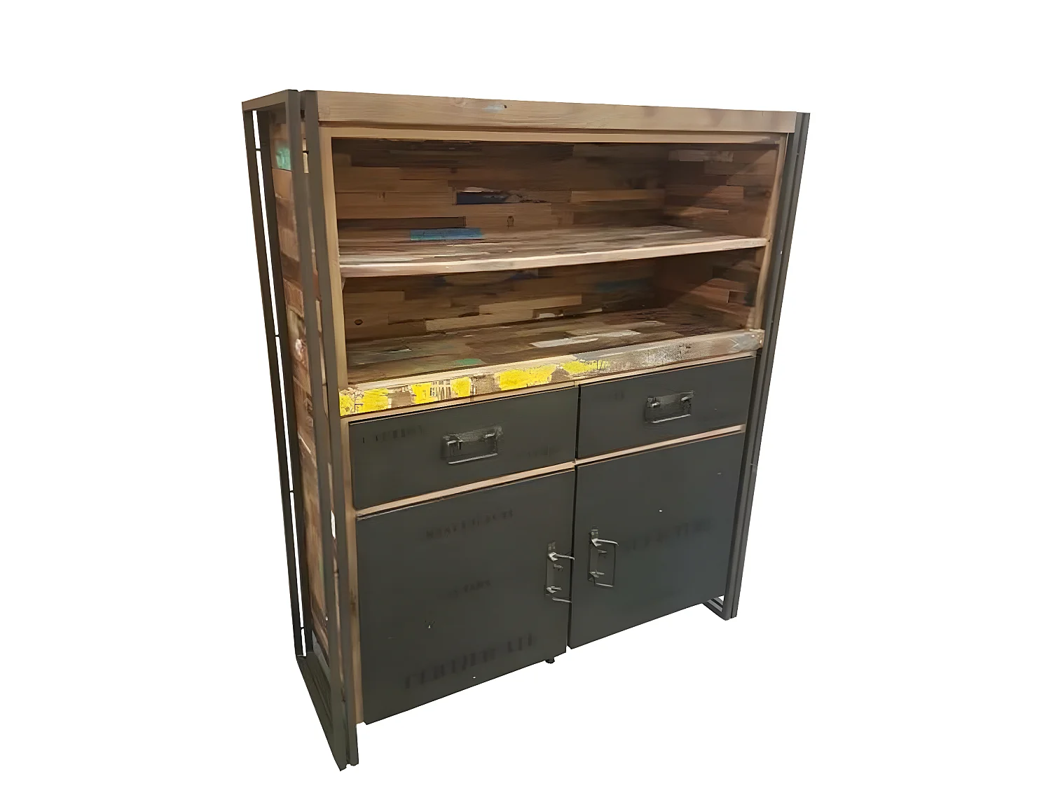 Nautical, table à manger L200 - Pieds en métal noir - Bois de bateau recyclé