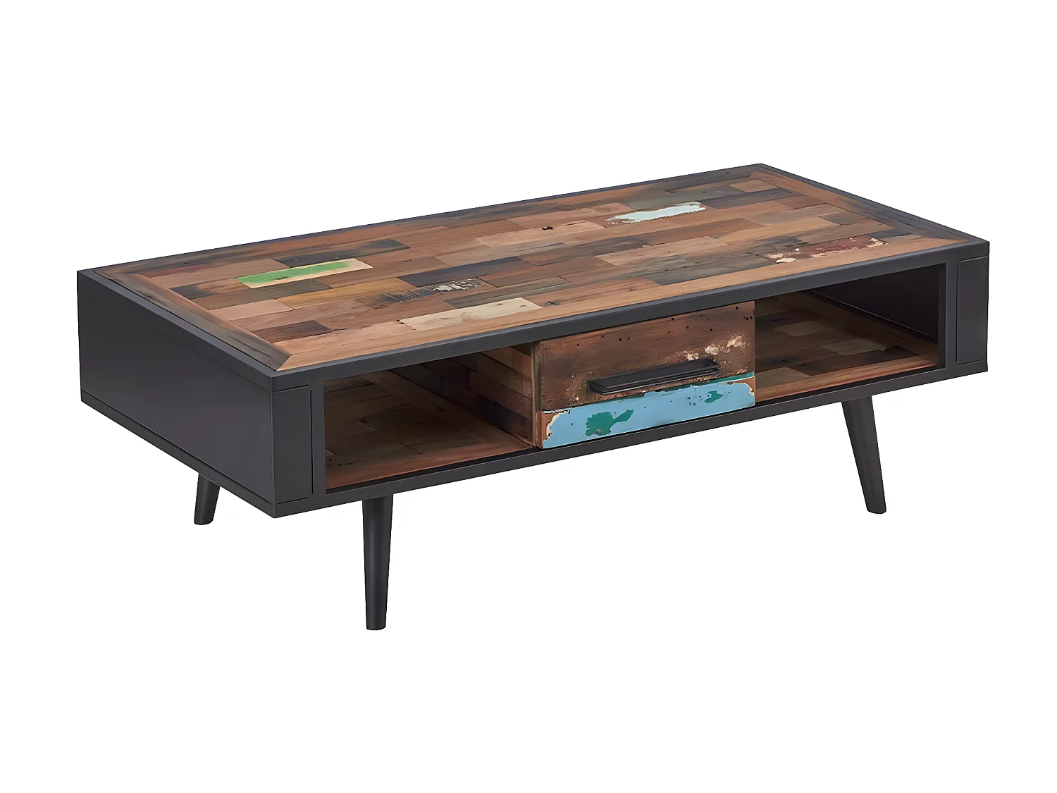 Soho, table basse 2 niches et 1 tiroir