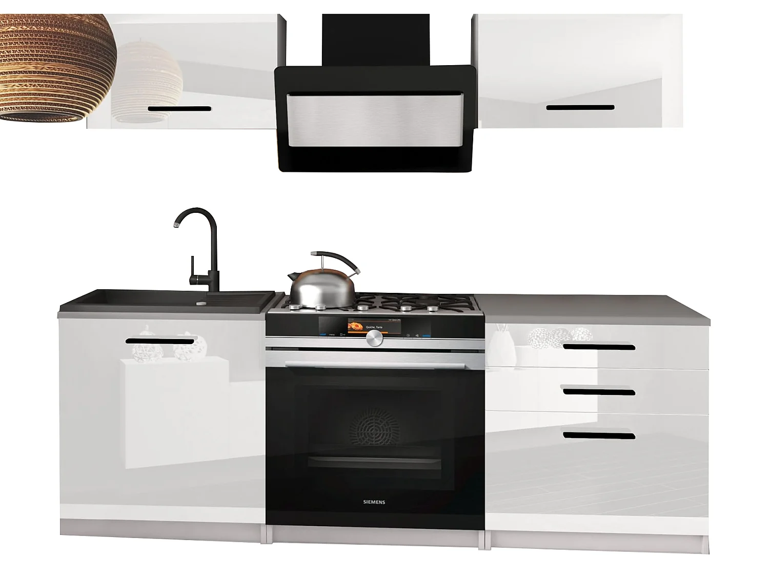 VULCANDER - Cucina completa L120 cm - Cucina dritta 4 pezzi - Piano di lavoro incluso