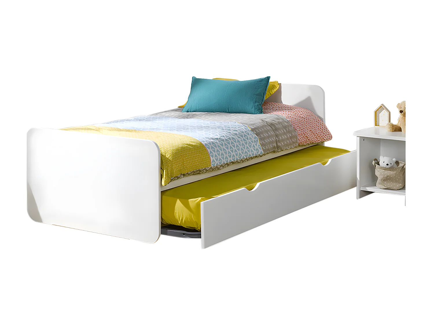 Lit gigogne 90x190 cm bois massif blanc LUPIN