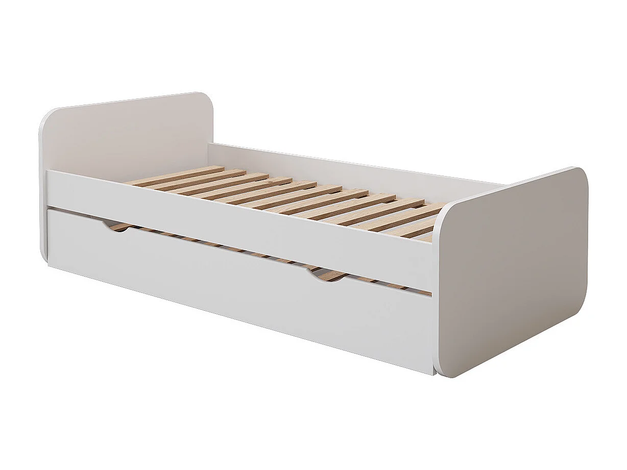 Lit gigogne 90x190 cm bois massif blanc LUPIN