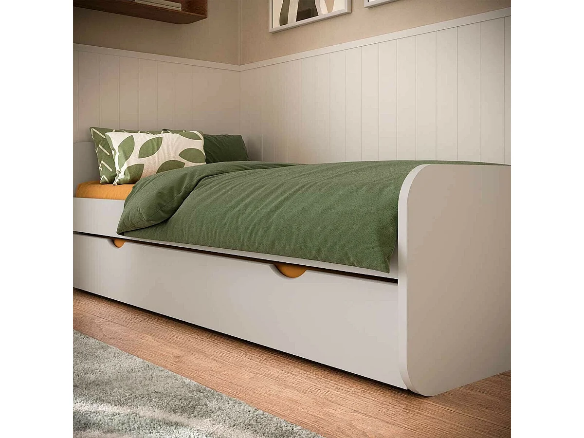 Lit gigogne 90x190 cm bois massif blanc LUPIN