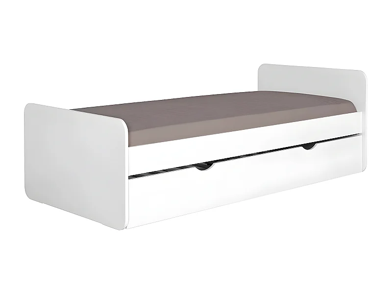 Lit gigogne 90x190 cm bois massif blanc LUPIN