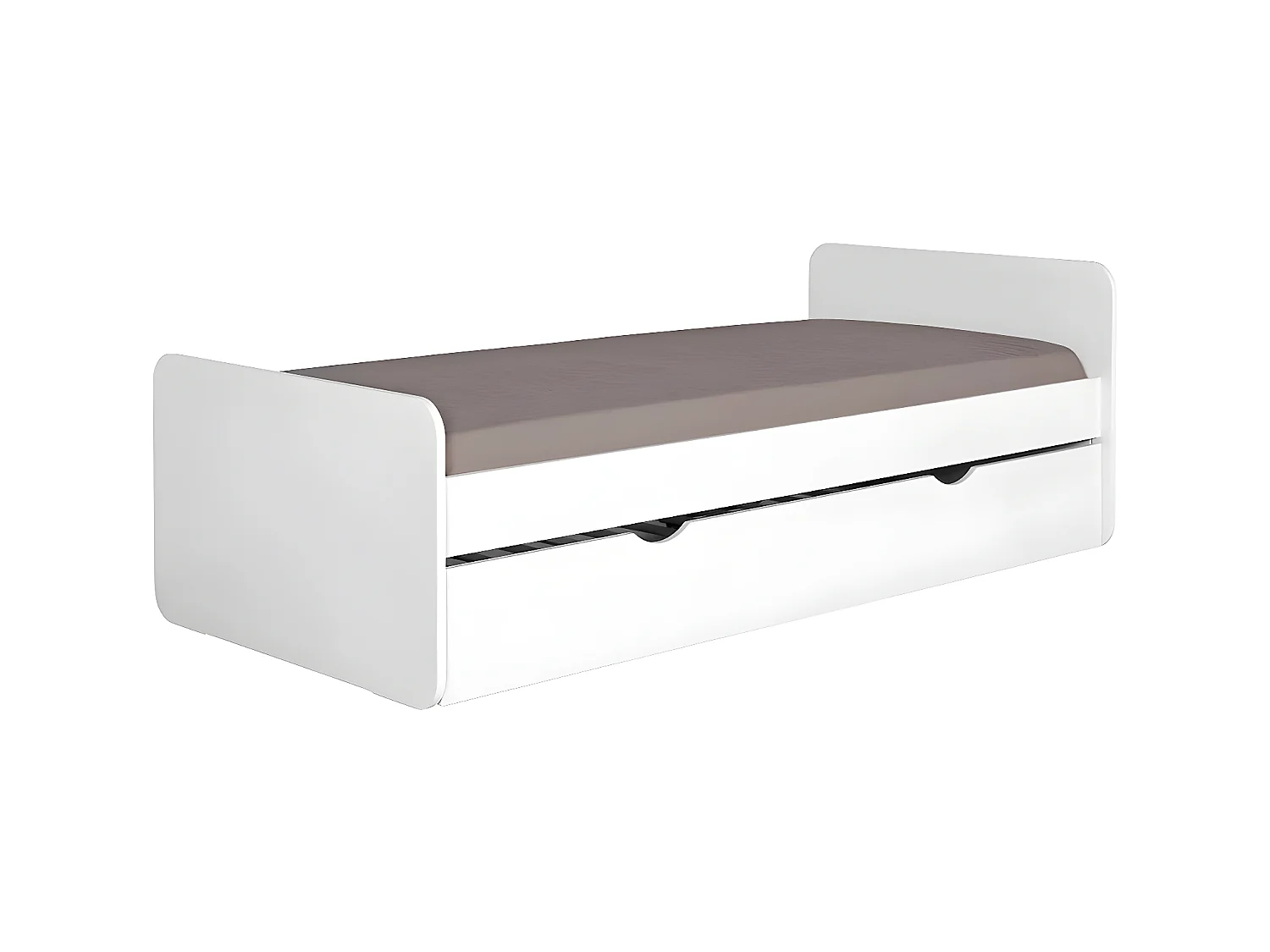 Pack lit gigogne avec 2 matelas 90x190 cm bois massif blanc LUPIN